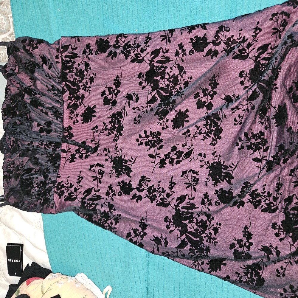 SHEIN Purple and Black Floral Dress